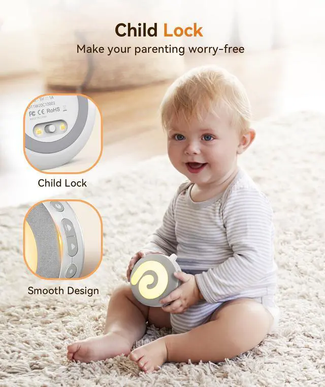 Alt view image 6 of 7 - Portable Sound Machine Baby - D11 White Noise Machine for Baby Sleeping with Night Light, White Noise, Lullaby, Nature Sounds, Child Lock, USB Rechargeable Sound Machine for Travel Nursery