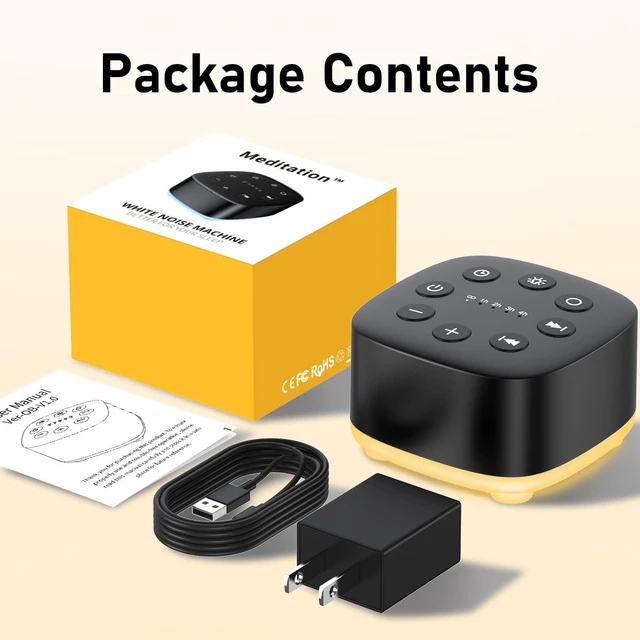 Alt view image 7 of 7 - White Noise Sound Machine 30 Soothing Sounds with 32 Volume Control 12 Night Light 5 Timers Portable Sleep Machine for Travel Powered by AC or USB Sleep Therapy for Baby Kids Adults (Black)
