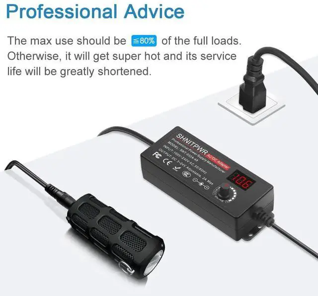Alt view image 7 of 7 - Universal AC to DC Adapter 3V ~ 24V 2A 48W Switching Power Supply 3V 5V 6V 9V 12V 15V 18V 19V 20V 24V 1A 1.5A 2 Amps Adjustable AC/DC Converter Transformer with 14 Tips & Polarity Converter