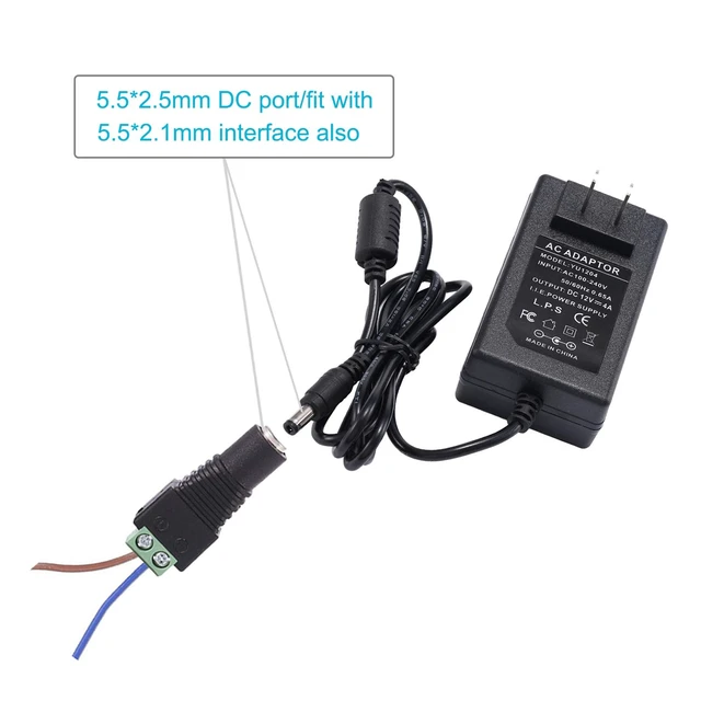 Alt view image 2 of 7 - 12V 4A Power Supply - AC 100-240V 50/60Hz to DC 12 Volt 4 amp 4Amp 48W Power Converter Charger 12V4A + 5.5x2.1mm DC Female Jack Socket for 12V LED Strip Lights CCTV Camera