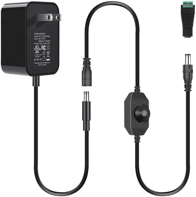 Main image of 12V 3A Power Adapter, AC 100-240V to DC 12V 36W Adapter Transformers Converter with Dimmer Switch,12Volt 3Amp Power Supply Charger with 5.5mmx2.1mm DC Output Jack for LED Light LCD MonitorUL Listed