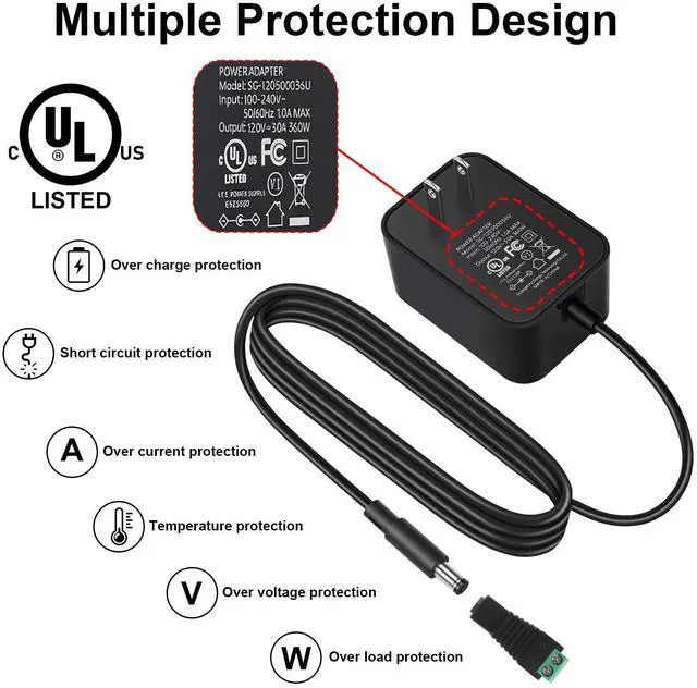 Alt view image 4 of 6 - 12V 3A Power Adapter, AC 100-240V to DC 12V 36W Adapter Transformers Converter with Dimmer Switch,12Volt 3Amp Power Supply Charger with 5.5mmx2.1mm DC Output Jack for LED Light LCD MonitorUL Listed