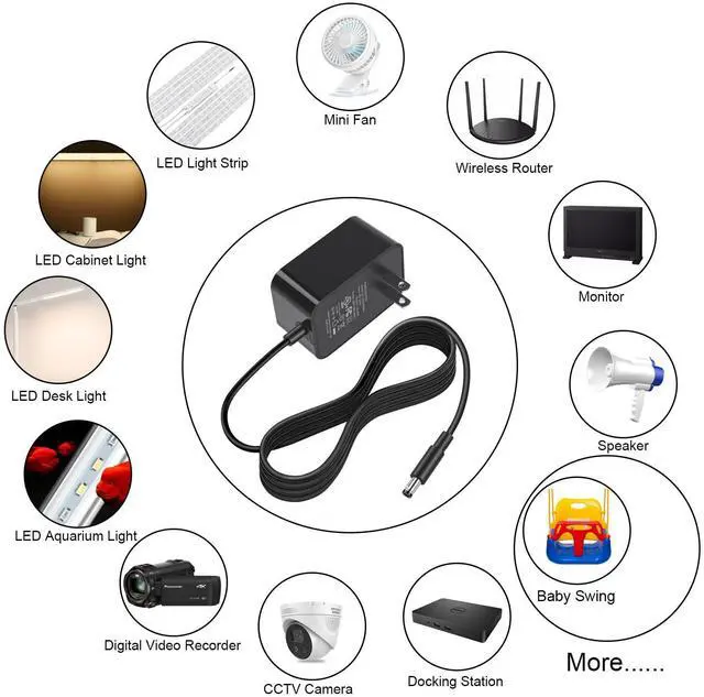 Alt view image 6 of 6 - 12V 3A Power Adapter, AC 100-240V to DC 12V 36W Adapter Transformers Converter with Dimmer Switch,12Volt 3Amp Power Supply Charger with 5.5mmx2.1mm DC Output Jack for LED Light LCD MonitorUL Listed