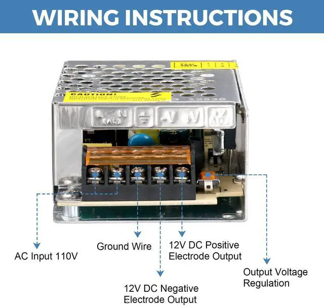 Alt view image 3 of 7 - 12V 3A Power Supply 36W AC/DC Adapter Switching Power Transformer AC 100V-240V to DC 12 Volt 3 Amp Converter Low Voltage Output for LED Strip Light Security System CCTV Camera