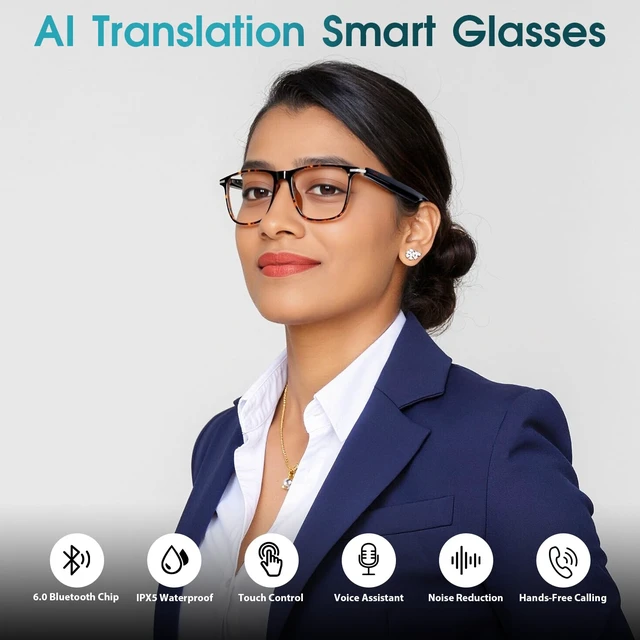 Alt view image 2 of 7 - AI Bluetooth Glasses with Speakers, UV400 Smart Sunglasses for Men Women Black Frame With Real-Time Translation, Free App, Photochromic Lens And Touch Control For Work Commuting Driving And Daily Us