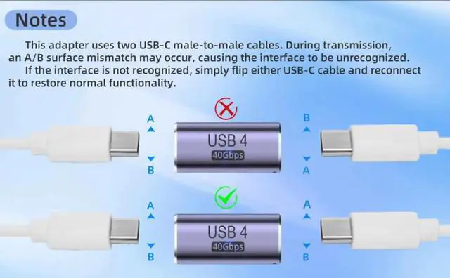 Alt view image 5 of 5 - GHQXZT 100W USB C Female to Female Adapter (2 Pack), USB Type C Coupler Extender, Compatible with Thunderbolt 4/3, Support up to 40Gbps Data Transfer and 8K@60Hz Video