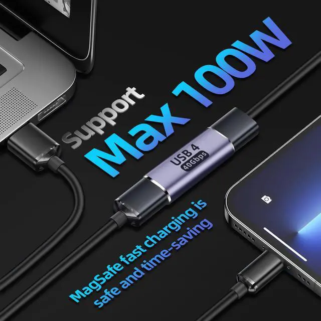 Alt view image 2 of 5 - GHQXZT 100W USB C Female to Female Adapter (2 Pack), USB Type C Coupler Extender, Compatible with Thunderbolt 4/3, Support up to 40Gbps Data Transfer and 8K@60Hz Video