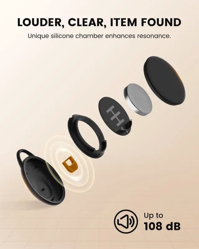 Alt view image 2 of 7 - 4-Pack Tracker Tags for iOS (Not for Android), Louder Sound Key Finder with an Extra Replacement Battery, Item Finder Air Tracker Smart Tag for Keys, Wallet, Suitcase, Luggage