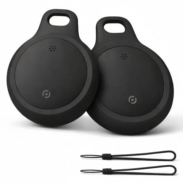 Main image of Bluetooth Tracker Works with Apple Find My & Android Find Hub Key Finder for Keys & Pet Collar, No Monthly Fee, Loud Alarm, Replaceable Battery(2 Pack, Black)