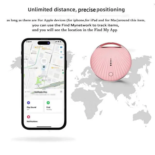 Alt view image 4 of 7 - GPS Tracker for Vehicles No Subscription, Real-Time Smart Tracking Devices for Cars Hidden, Key Finder Locator with Sound, with Find My (iOS Only), for Luggage, Pet, Kids, Key, Wallet & More