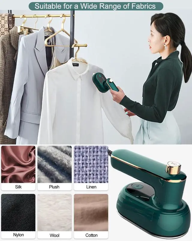 Alt view image 4 of 7 - Professional Travel Iron for Clothes, Mini Ironing Machine Handheld Can Be Rotated 180 Degrees, Household Fast Heating Wired Small Electric Iron, Portable Heat Press Clothing Iron Machine (Green)