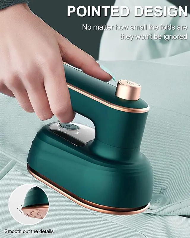 Alt view image 5 of 7 - Professional Travel Iron for Clothes, Mini Ironing Machine Handheld Can Be Rotated 180 Degrees, Household Fast Heating Wired Small Electric Iron, Portable Heat Press Clothing Iron Machine (Green)