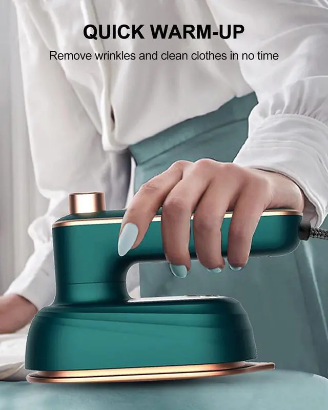 Alt view image 6 of 7 - Professional Travel Iron for Clothes, Mini Ironing Machine Handheld Can Be Rotated 180 Degrees, Household Fast Heating Wired Small Electric Iron, Portable Heat Press Clothing Iron Machine (Green)