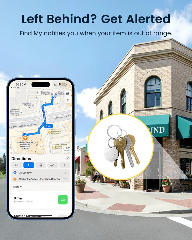 Alt view image 4 of 7 - Air Tracker Tags-4 Pack, Smart Bluetooth Tracker Works with Apple Find My (iOS Only), Item Finder Key Finder with Replaceable Battery, Tracker Tag Locator for Keys, Luggage, RAID Adapter (White)