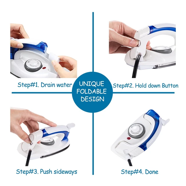 Alt view image 2 of 6 - Travel Steam Iron Portable Compact Foldable for Clothes | 1.1lb Lightweight/ 80ml Tank/ 35s Fast Heat/ Temp Dial for Silk,Wool/ Anti-Skid Grip/ Mist Spray