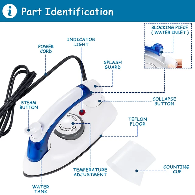 Alt view image 6 of 6 - Travel Steam Iron Portable Compact Foldable for Clothes | 1.1lb Lightweight/ 80ml Tank/ 35s Fast Heat/ Temp Dial for Silk,Wool/ Anti-Skid Grip/ Mist Spray