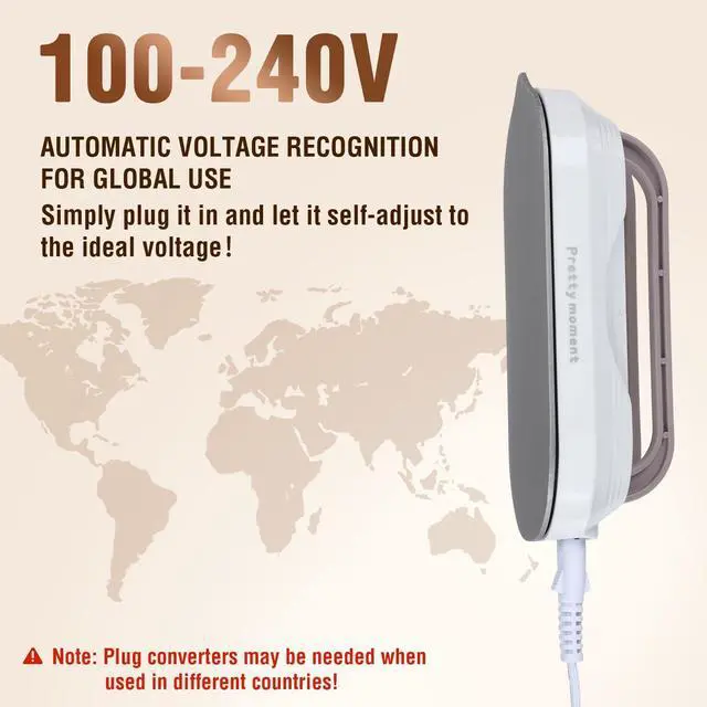 Alt view image 2 of 7 - Travel Iron, Mini Dry Iron for Clothes with Global Voltage 100-240V, 300W Fast Heat Up in 60s, Ceramic Non-Stick Soleplate, Ultra Lightweight 0.8lbs for Travel, Home, Dorms, RV