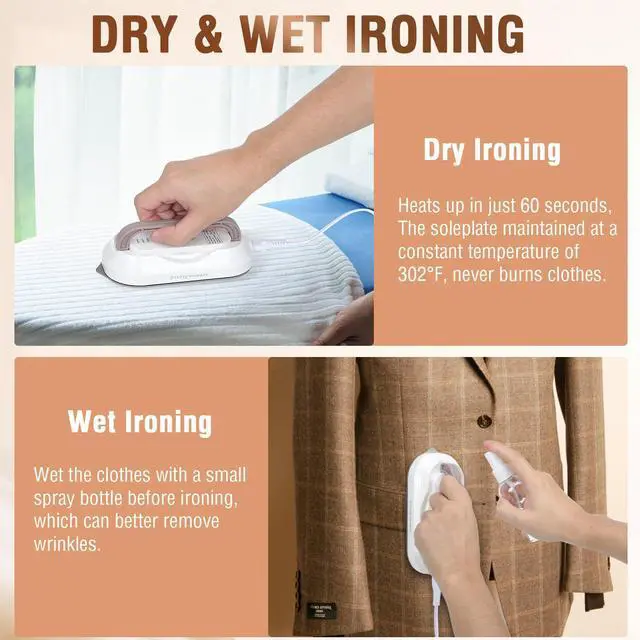 Alt view image 5 of 7 - Travel Iron, Mini Dry Iron for Clothes with Global Voltage 100-240V, 300W Fast Heat Up in 60s, Ceramic Non-Stick Soleplate, Ultra Lightweight 0.8lbs for Travel, Home, Dorms, RV