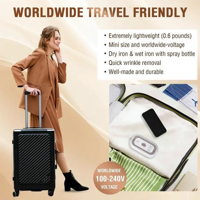 Alt view image 7 of 7 - Travel Iron, Mini Dry Iron for Clothes with Global Voltage 100-240V, 300W Fast Heat Up in 60s, Ceramic Non-Stick Soleplate, Ultra Lightweight 0.8lbs for Travel, Home, Dorms, RV