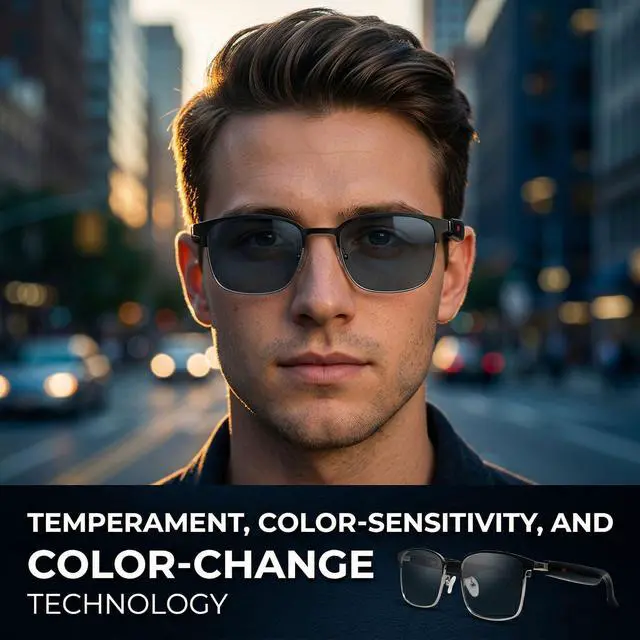 Alt view image 3 of 7 - AI Smart Translation Glasses, Photochromic Lenses | 164 Language Voice Translator,Open-Ear Bluetooth with Speakers, Lightweight 170mAh Battery, For Men Women Travel and Work