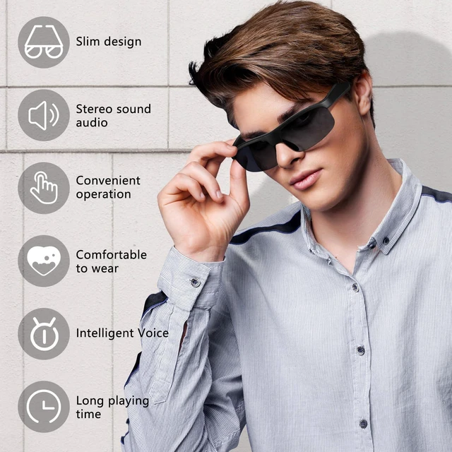 Alt view image 4 of 7 - Smart Bluetooth Audio Glasses, Polarized UV Protection Open-Face Sunglasses, Built-in Voice Assistant, Unisex, Suitable for Outdoor and Cycling Use