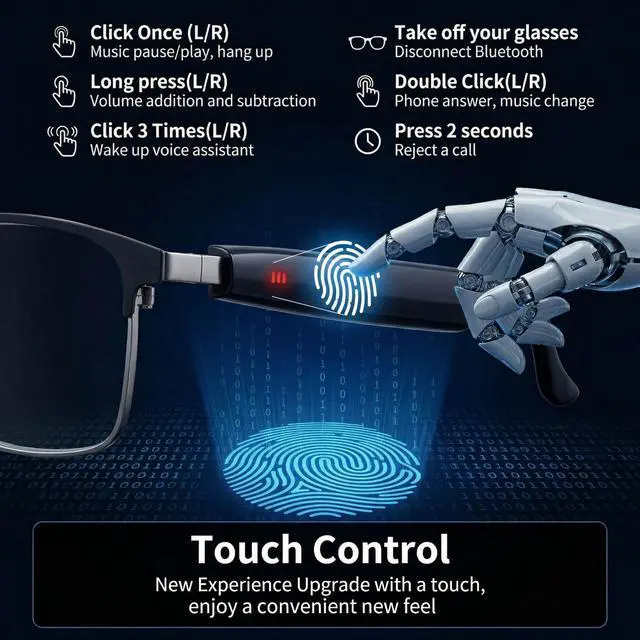 Alt view image 7 of 7 - AI Smart Translation Glasses, Photochromic Lenses | 164 Language Voice Translator,Open-Ear Bluetooth with Speakers, Lightweight 170mAh Battery, For Men Women Travel and Work