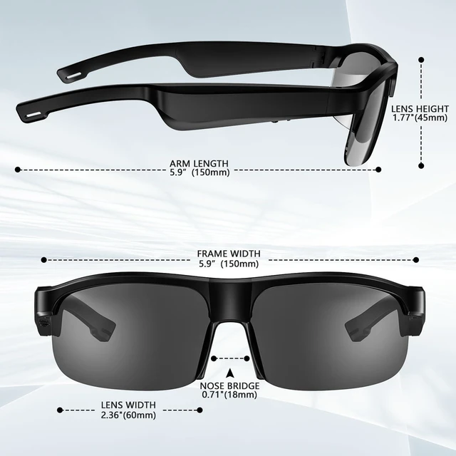 Alt view image 5 of 7 - Smart Bluetooth Audio Glasses, Polarized UV Protection Open-Face Sunglasses, Built-in Voice Assistant, Unisex, Suitable for Outdoor and Cycling Use