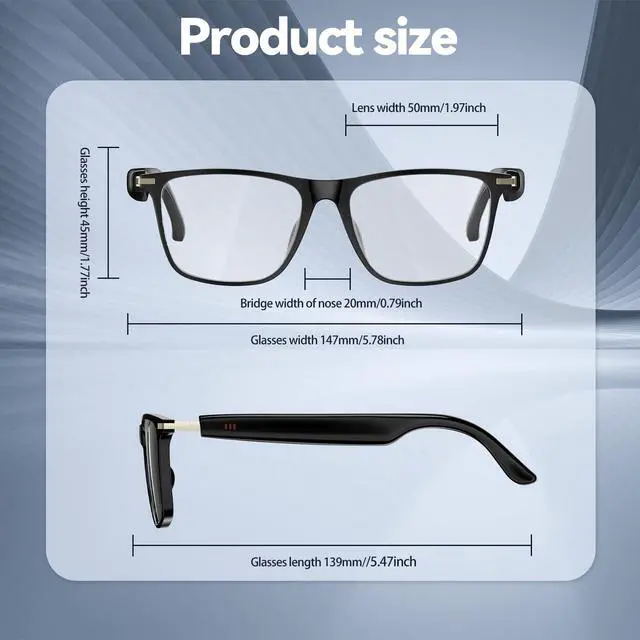 Alt view image 7 of 7 - AI Smart Glasses with ChatGPT, Bluetooth Glasses for Men Women,Translation 129 Languages for Color-Changing Lenses, Music Playback, Calling, Athletic/Outdoor/Business Meeting(No Camera)