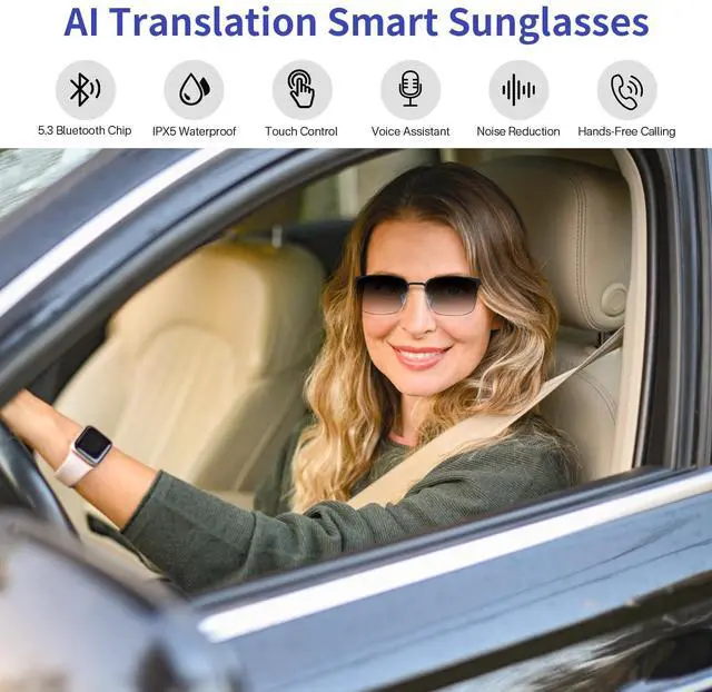 Alt view image 3 of 7 - Al Glasses for Men Women, Smart Glasses with Photochromic Lenses | Real-Time Translation with 169 Languages, Open-Ear Audio, Hand-Free Call, Vioce Assistant, Travel Meeting Business Trade