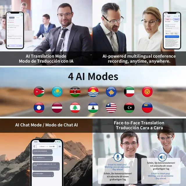 Alt view image 4 of 7 - Al Glasses for Men Women, Smart Glasses with Photochromic Lenses | Real-Time Translation with 169 Languages, Open-Ear Audio, Hand-Free Call, Vioce Assistant, Travel Meeting Business Trade