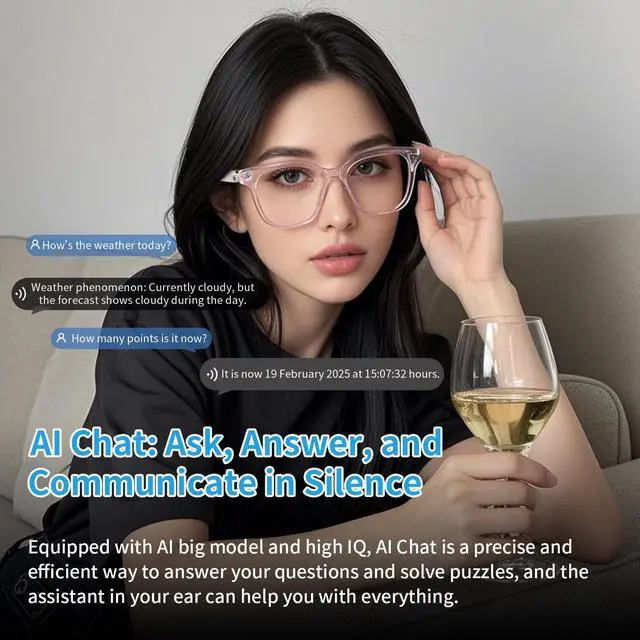 Alt view image 6 of 6 - Bluetooth Glasses with AI Translation, Smart Glasses Open-Ear Audio | Bluetooth 5.3, AI Translation 169 Languages, Touch Control, Hands-Free Calls/Music, Built-in Mic Speakers, Clear Pink Frame
