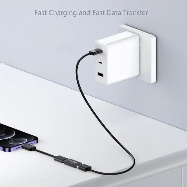 Alt view image 4 of 6 - 5 USB Female to C Female Adapter, 10GB-Usb3.1 to C Adapter Connector, Bi-Directional High Speed USB Extension Connector Support Charge & Data Sync