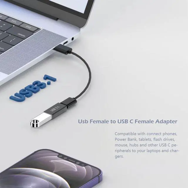 Alt view image 5 of 6 - 5 USB Female to C Female Adapter, 10GB-Usb3.1 to C Adapter Connector, Bi-Directional High Speed USB Extension Connector Support Charge & Data Sync