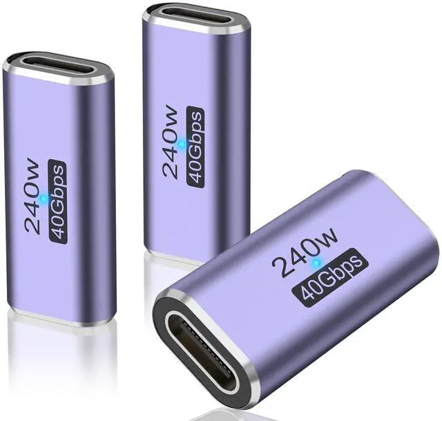 Main image of 3 Pack USB C Coupler, USB Type C Female to Female Adapter Extender Compatible with Thunderbolt 4/3 Support up to 240W Charging, 40Gbps Data Transfer and 8K@60Hz Video
