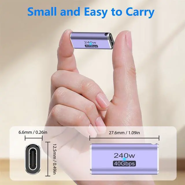 Alt view image 4 of 7 - 3 Pack USB C Coupler, USB Type C Female to Female Adapter Extender Compatible with Thunderbolt 4/3 Support up to 240W Charging, 40Gbps Data Transfer and 8K@60Hz Video