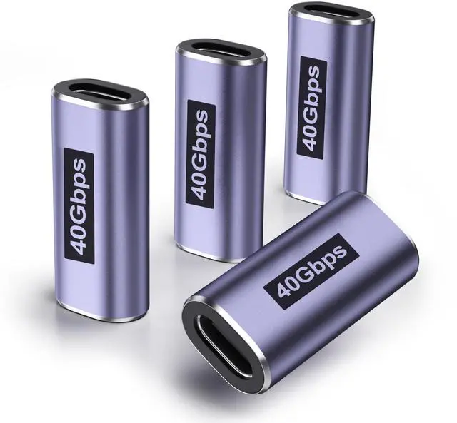 Main image of USB C Female to Female Adapter (4 Pack) USBC Coupler with 40 Gbps PD 100W 8K 60hz Video Compatible for Thunderbolt 4/3, MacBook Pro/Air, USB C HUB and More Type C Devices
