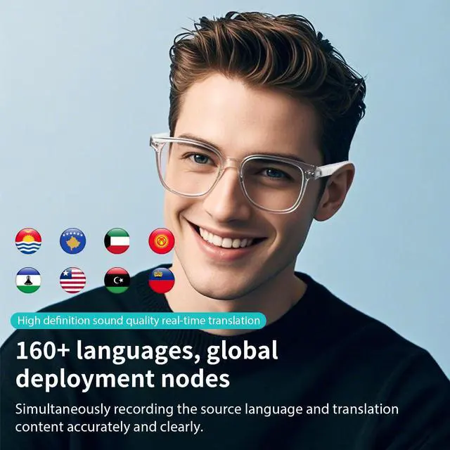 Alt view image 3 of 6 - AI Smart Glasses with Real-Time Translation and Bluetooth Audio | Translate 169 Languages with Voice Assistant, Open-Ear Audio, Photochromic Lenses and Lightweight Design for Travel Learning