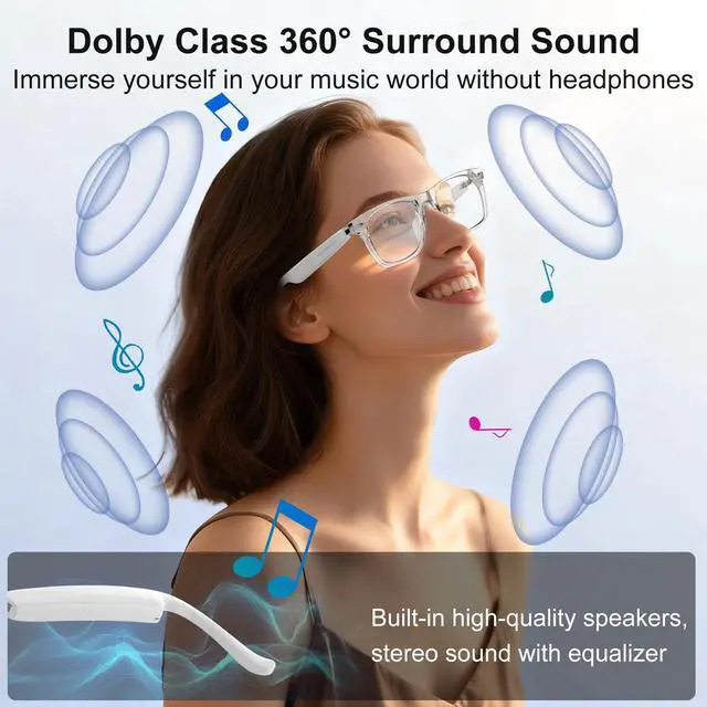 Alt view image 5 of 7 - AI Smart Glasses for Women and Men, Bluetooth Translation Glasses