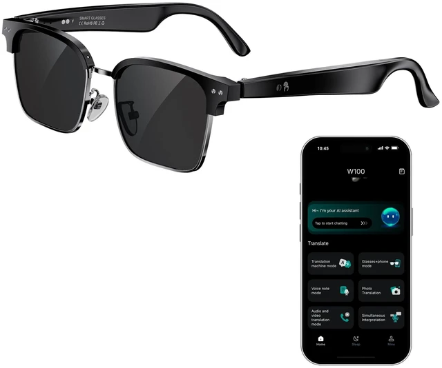 Main image of AI Smart Glasses, Translation Glasses with Chat GPT and 164 Languages Sunglasses with Polarized Lens, Music Playback & Hands-Free Calls, UV & Blue Light Protection for Women and Men