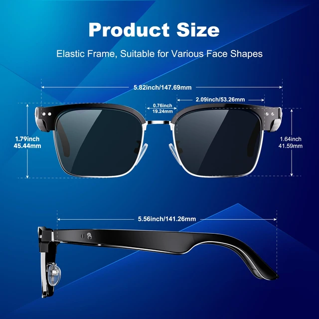 Alt view image 4 of 7 - AI Smart Glasses, Translation Glasses with Chat GPT and 164 Languages Sunglasses with Polarized Lens, Music Playback & Hands-Free Calls, UV & Blue Light Protection for Women and Men
