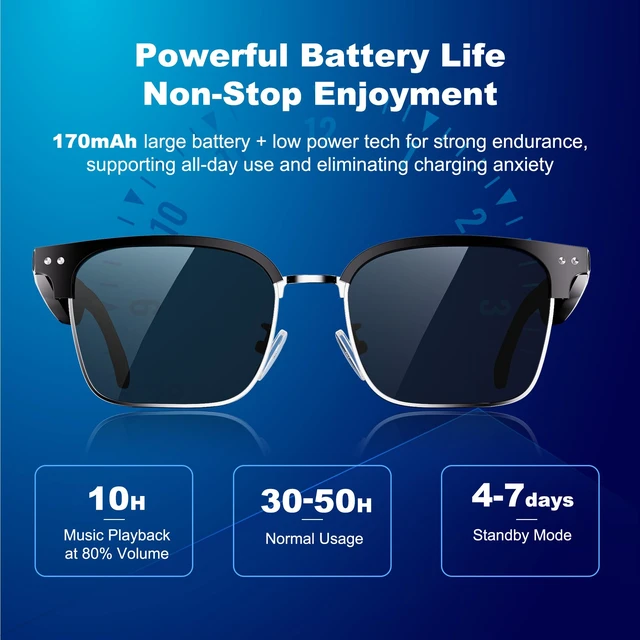 Alt view image 6 of 7 - AI Smart Glasses, Translation Glasses with Chat GPT and 164 Languages Sunglasses with Polarized Lens, Music Playback & Hands-Free Calls, UV & Blue Light Protection for Women and Men