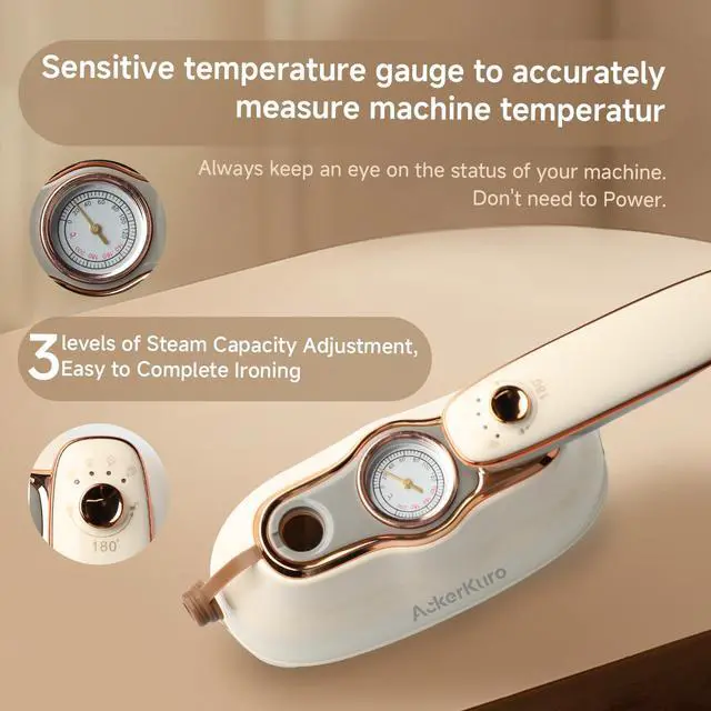 Alt view image 6 of 7 - Steamer For Clothes, Steamer Iron 2 In 1,Portable Handheld travel Steam,1200W 15s Heat Up for Travel Size,Wrinkle Remover,200ml Tank,3 Modes for dress shirts for home travel,Beige, 120V