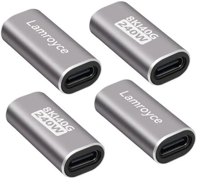 Main image of 240W USB Type-C Coupler 4 Pack, USB 4.0 Type C Female to Female Extender Adapter Connector Support 240W PD 3.1 Fast Charging,40Gbps Data Transfer,8K@60Hz Video Output (Compatible with Thunderbolt 4/3)