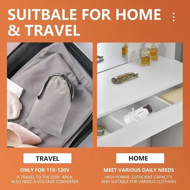 Alt view image 5 of 7 - 1000w Travel Garment Steamer for Clothes: Foldable Portable Handheld Clothing Mini Steamers Travel Size Hand held Electric Small steam Iron Travel Dorm Essentials