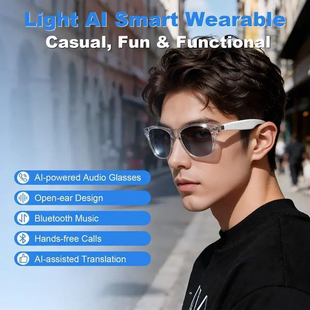 Alt view image 2 of 6 - Bluetooth Smart Audio Sunglasses for Hands-Free Calls & Music, AI Translation, Voice Assistant, Light AI Wearable Tech Glasses for Travel/Drive/Sports/Fitness/Outdoor Recreation Multi-Task Efficiency