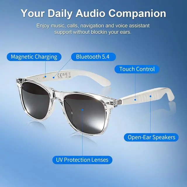 Alt view image 3 of 6 - Bluetooth Smart Audio Sunglasses for Hands-Free Calls & Music, AI Translation, Voice Assistant, Light AI Wearable Tech Glasses for Travel/Drive/Sports/Fitness/Outdoor Recreation Multi-Task Efficiency