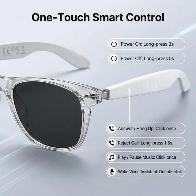 Alt view image 5 of 6 - Bluetooth Smart Audio Sunglasses for Hands-Free Calls & Music, AI Translation, Voice Assistant, Light AI Wearable Tech Glasses for Travel/Drive/Sports/Fitness/Outdoor Recreation Multi-Task Efficiency