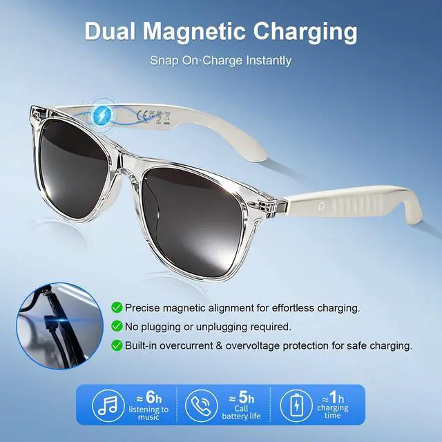Alt view image 6 of 6 - Bluetooth Smart Audio Sunglasses for Hands-Free Calls & Music, AI Translation, Voice Assistant, Light AI Wearable Tech Glasses for Travel/Drive/Sports/Fitness/Outdoor Recreation Multi-Task Efficiency