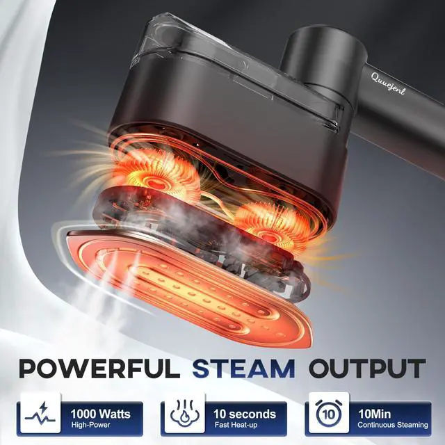 Alt view image 2 of 7 - Travel Steamer for Clothes Small Iron - 1000W Portable Steamer & Mini Iron,10s Fast Heat, Handheld Mini Steamer with 8FT Cord, Foldable Handle, Travel, College Dorm & Home Essentials (Grey)