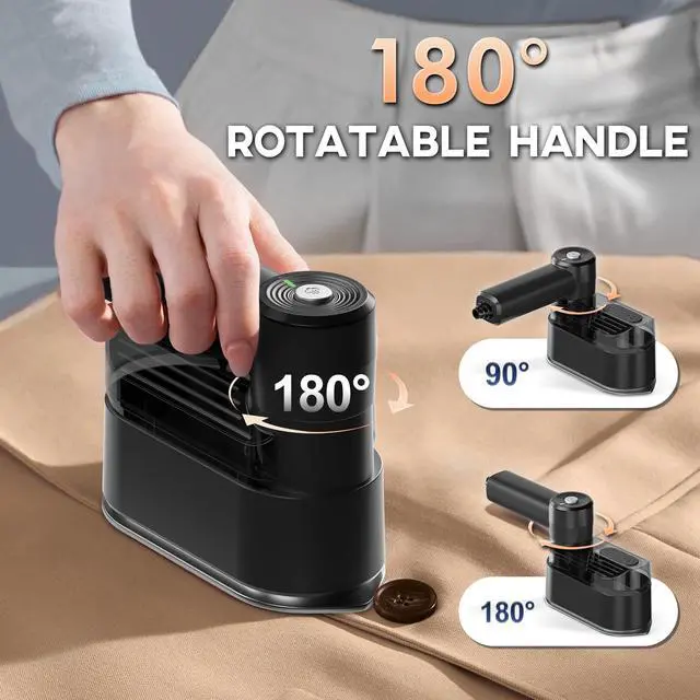 Alt view image 4 of 7 - Travel Steamer for Clothes Small Iron - 1000W Portable Steamer & Mini Iron,10s Fast Heat, Handheld Mini Steamer with 8FT Cord, Foldable Handle, Travel, College Dorm & Home Essentials (Grey)